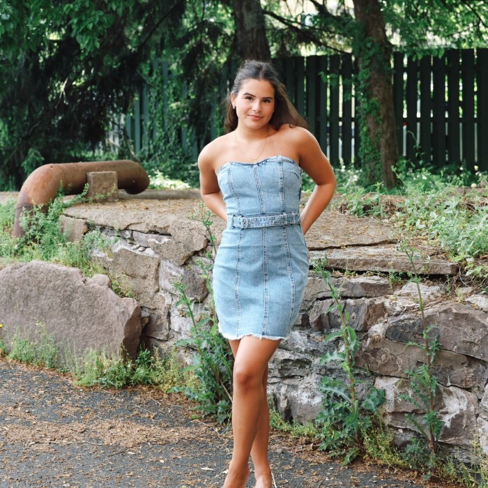 strapless jean dress