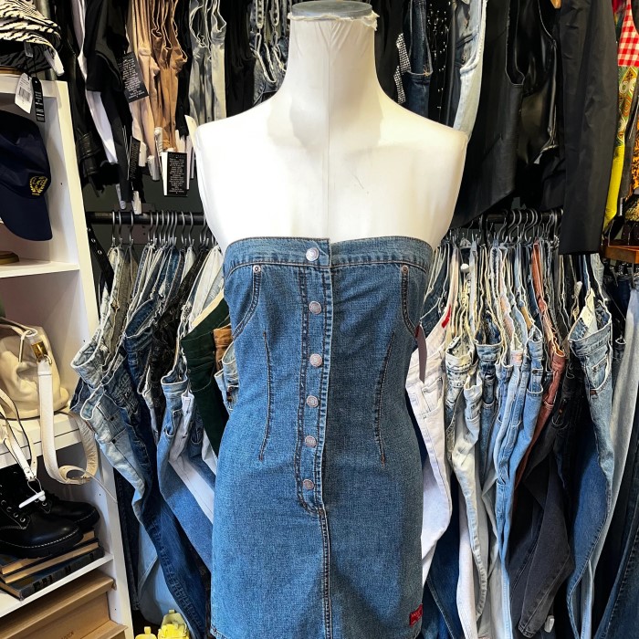strapless jean dress