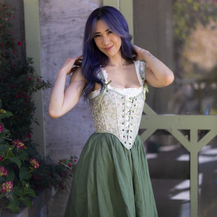 green corset top