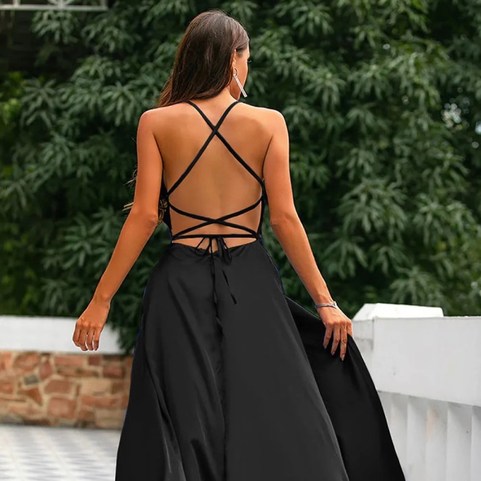 black backless prom dress